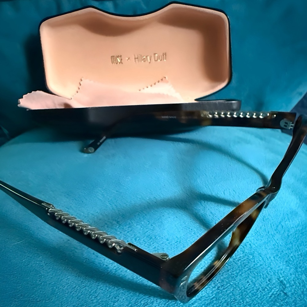 MUSE x Hilary Duff Brown Tortoise Shell Cat Eye Eyeglasses Embellished Temple - Picture 7 of 17